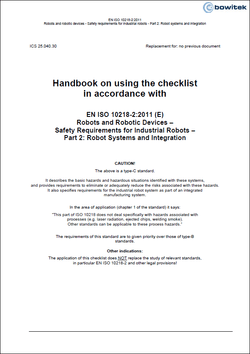 Handbook for the application of the checklist according to EN ISO 10218-2:2011 Industrial robot systems and integration