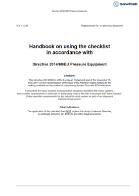 Checklist according to Directive 2014/68/EU Pressure Equipment