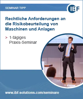 Flyer des Seminars "Rechtliche Anforderungen an die Risikobeurteilung von Maschinen und Anlagen!